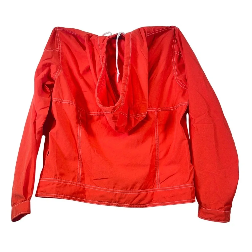 Nike Women's XS‎ Red Orange Hooded Windbreaker Jacket White Stitching